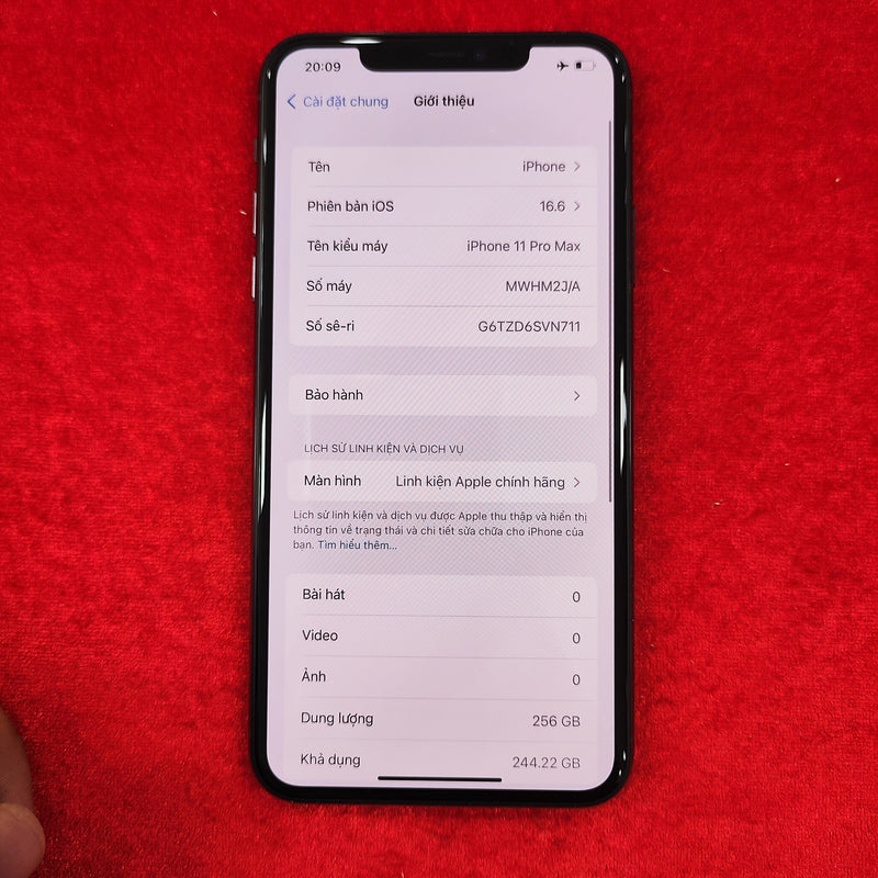 iPhone 11 Pro Max 256GB Midnight Green 98% pin 100% (Màn xước - Thay màn chính hãng Apple - Đã thay pin) J/A - HH2802