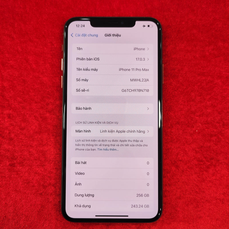 iPhone 11 Pro Max 256GB Gold 98% pin 100% (Thay màn chính hãng Apple - Đã thay pin, máy xước) J/A - HH9743