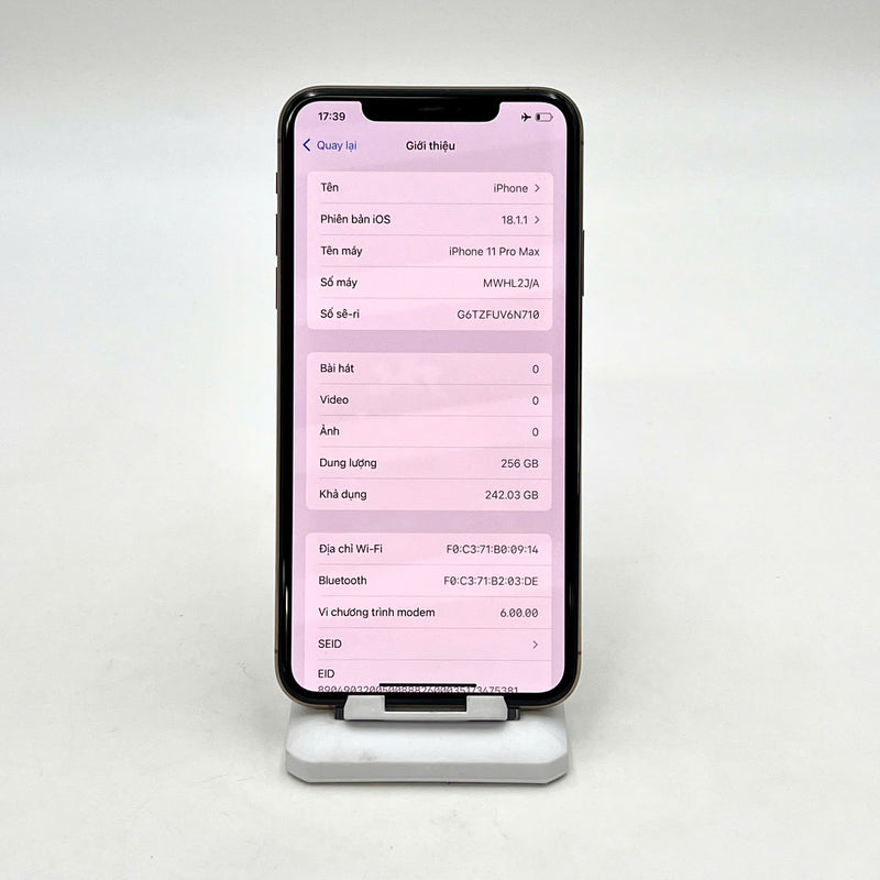 iPhone 11 Pro Max 256GB Vàng 98% pin 100% (Đốm camera 1x - Đã thay pin, xước mặt và viền) J/A - HH4897