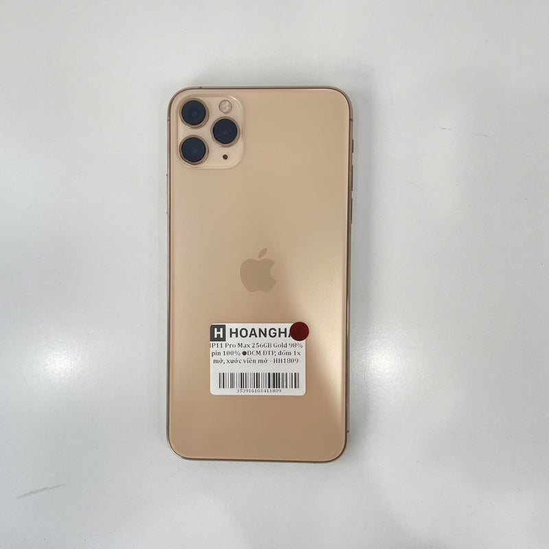 iPhone 11 Pro Max 256GB Vàng 98% pin 100% (Đốm camera 1x  - Đã thay pin, xước viền mờ) J/A - HH1809